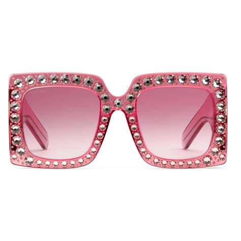 pink crystal gucci glasses|pink oversized gucci sunglasses.